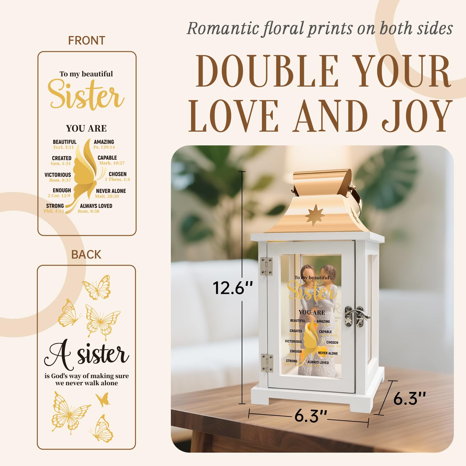 Sister Gifts from Sister, Unique Birthday Gifts, Religious Gifts, Christian Gifts for Sister, to My Sister Gifts Lantern