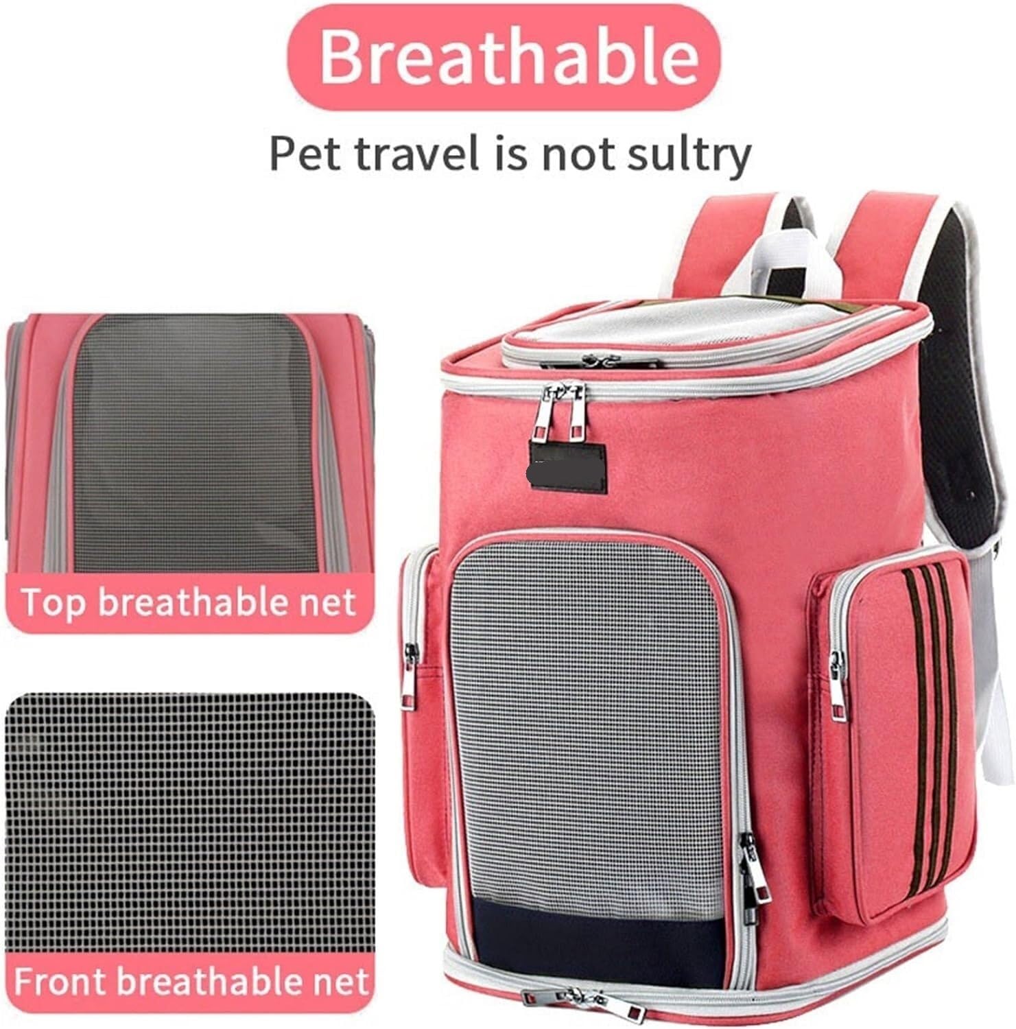Rucksack Haustier-Rucksack, Katzentasche, Haustier-Outdoor-Tragetasche, Doppelte Umhängetasche, Faltbare Reisetasche, Kleine Hundekatzen Haustier(Black)