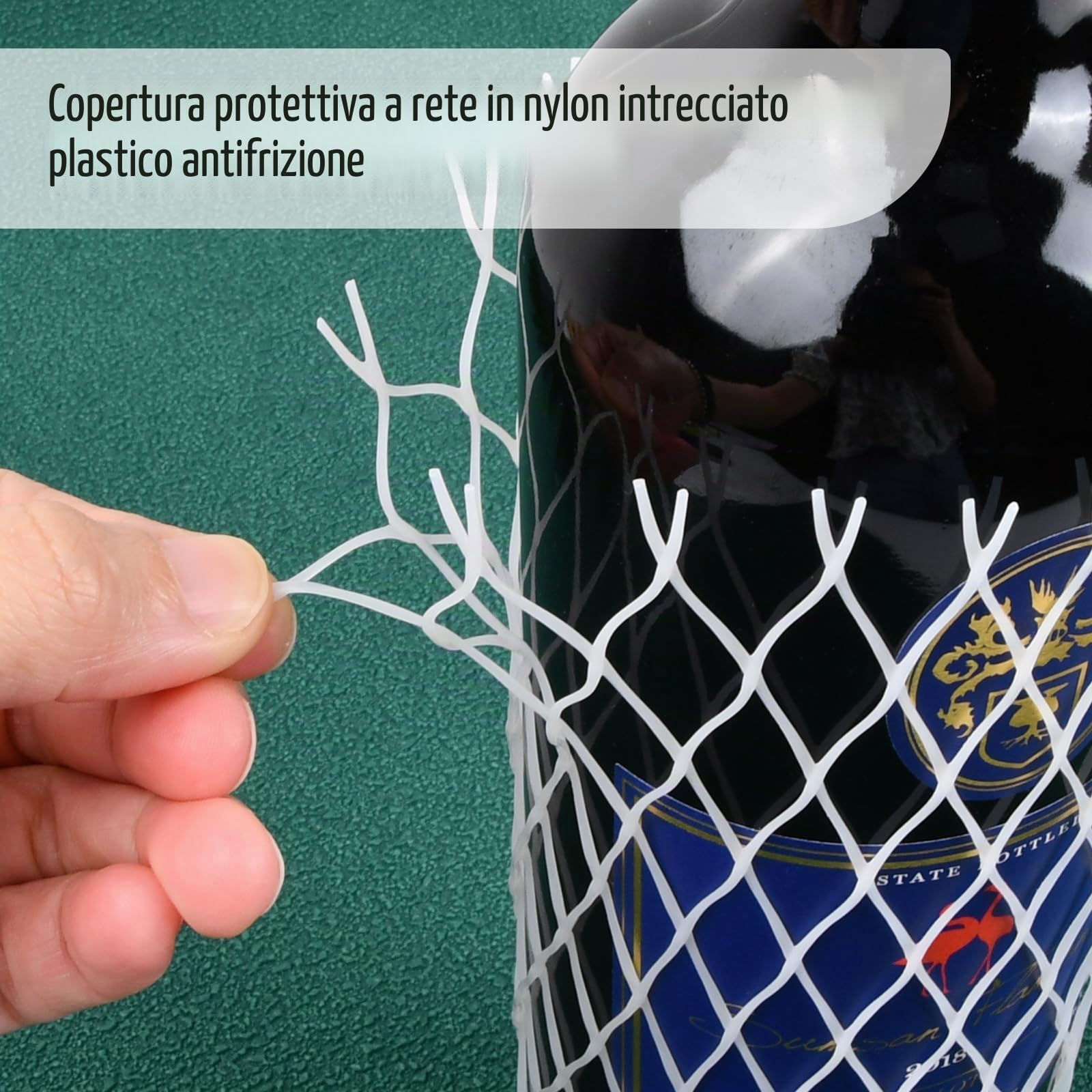 Manicotti Protettivi in Rete per Vino, in Polietilene, per Bottiglie di Liquore, 30 Pezzi Maglia in Vetro Bottiglia di Maniche 21 cm, Riutilizzabili, per Mantenere le Bottiglie al Sicuro