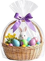 Vista 1 de Morepack Bolsas de Celofán de 16 x 24 pulgadas para Cestas de Regalo, Bolsas de Cestas de Celofán Transparente, 10 piezas (planas, sin fondo)