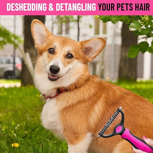 Miniatura 6 de Cepillo para perros + cepillo de baño para perros con dispensador de champú de 2.7 fl oz (2 en 1), cepillo de aseo de doble cara, cepillo de aseo