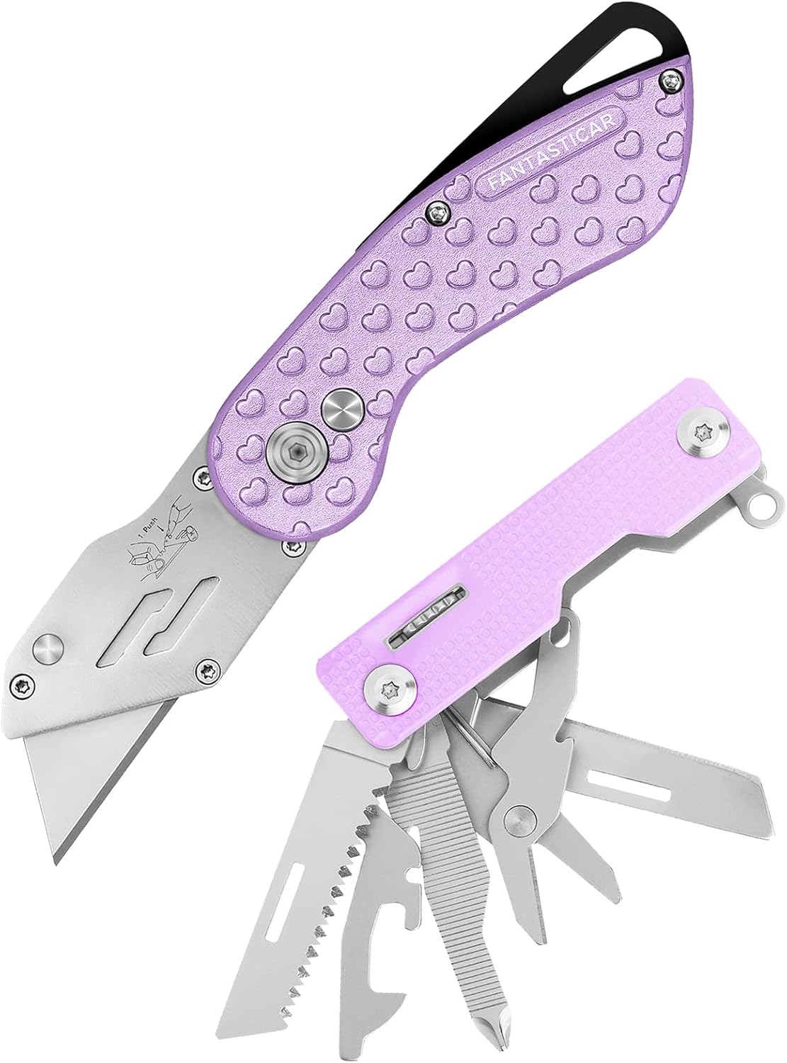 FantastiCAR Purple Folding Utility Knife, Cute Box Cutter and EDC 9 in