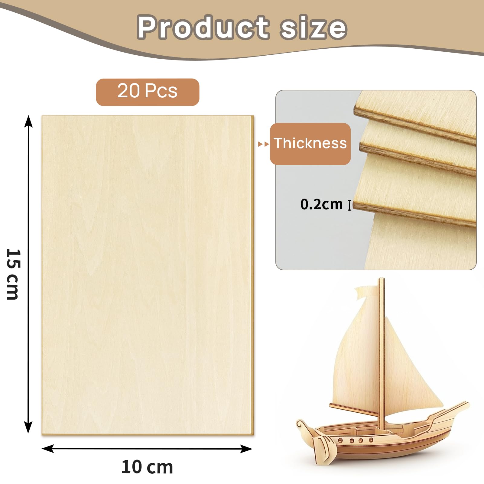 20 Pieces Plywood Sheets, 100 x 150 x 2 mm Basswood Board - Image 2