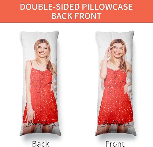 Miniatura 2 de Easycosy Almohada corporal personalizada con imagen y texto de 20 x 54 pulgadas, funda de almohada de dos lados suave y agradable al tacto, funda de