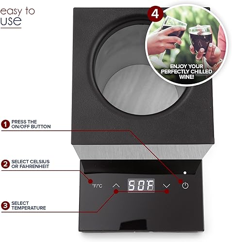 Miniatura 4 de Modern Innovations Enfriador de vino eléctrico, enfriador de vino de una sola botella en acero inoxidable, enfriador de botellas de vino de 25.4 fl