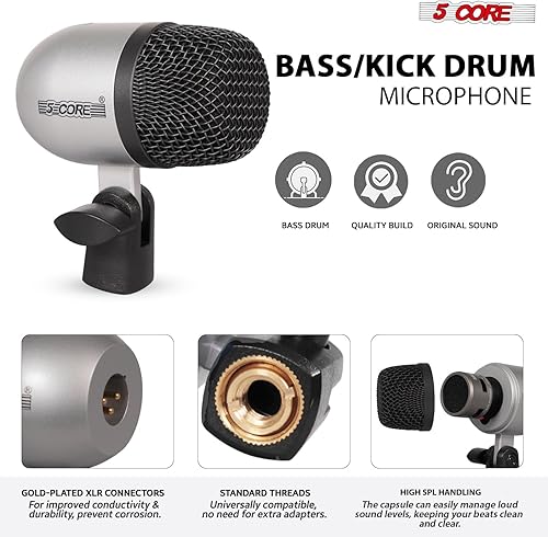Miniatura 62 de 5 CORE Kit de micrófono de batería de 7 piezas All Metal Drummer Mics Tom/Snare & Cymbals Professional Wired Instrument Drums Set Microfonos Incluye