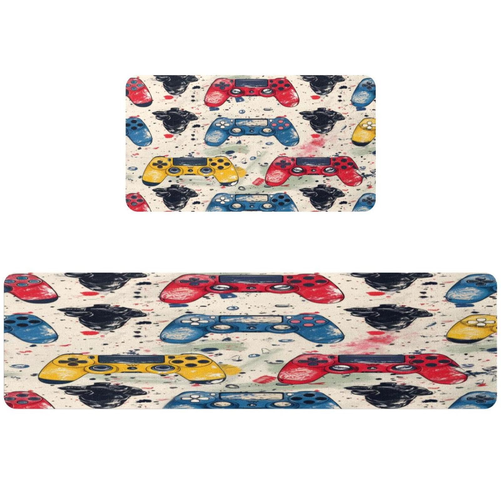 Tapetes de cocina VAPOKF con diseño gamepad grunge juego de 2 alfombras antideslizantes