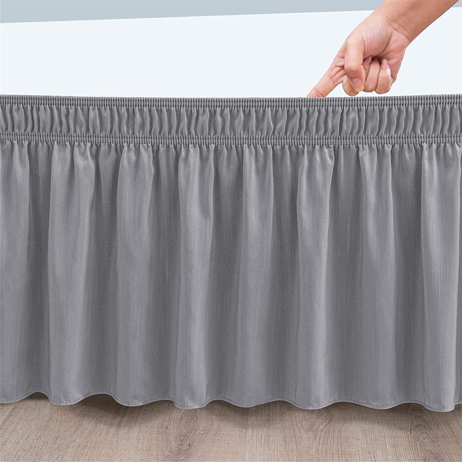 Jupe De Lit Volant Anti-Poussière 200x203cm - Cache Sommier En Polyester Avec Élastique - Chute 38cm