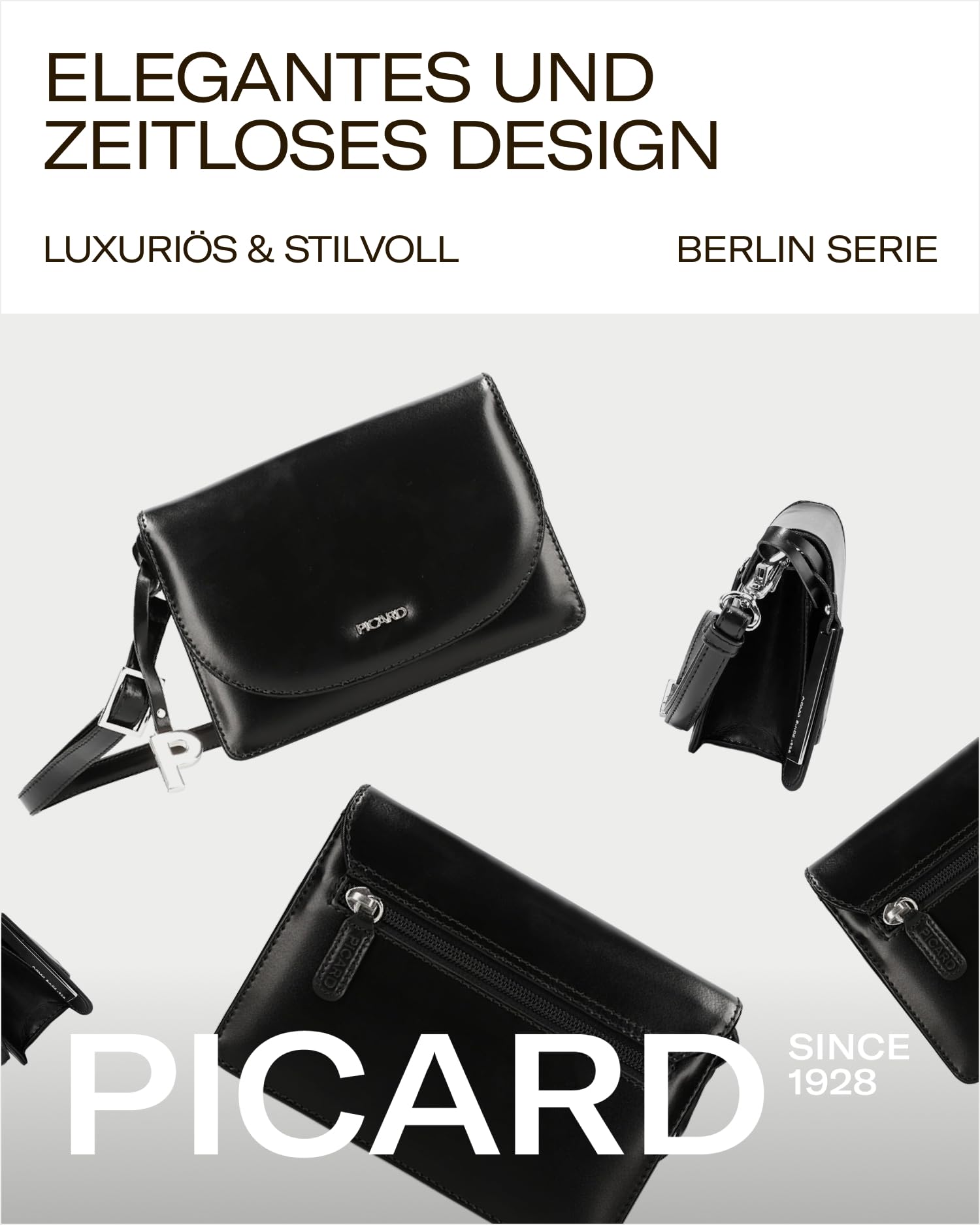 Picard Damen Schultertasche BERLIN aus Rindsleder Klein | mit Magnetverschluss | Schultertasche | Alltag