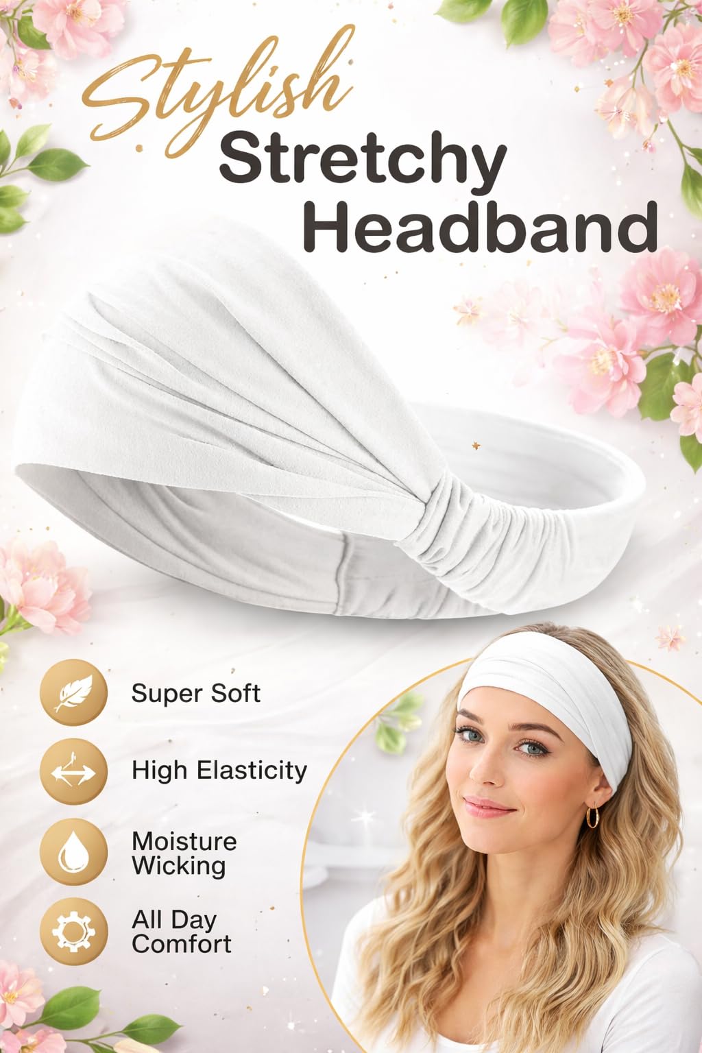 Fascia Per Capelli Larga Elastica - Per Yoga, Sport, Turbante, Bandana