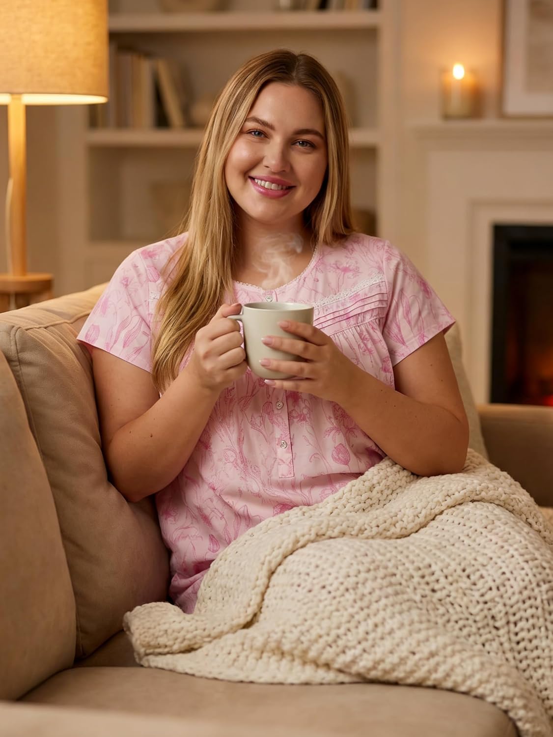 Cotton Nightgowns for Women Short Sleeve Nightgowns Comfy Long Nightdress Sleepwear Ladies Night Gown House Dress - Image 4