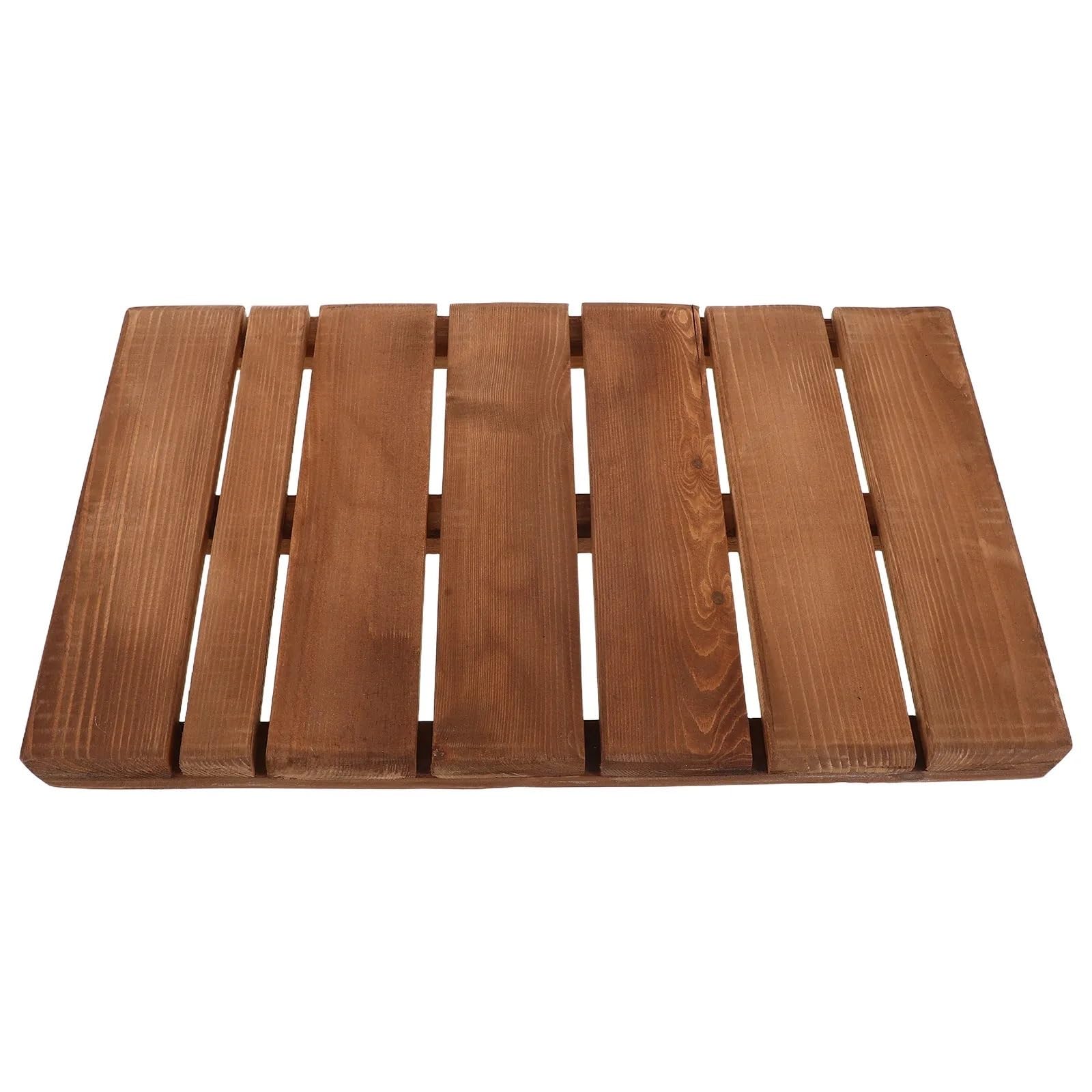 Teak Wooden Bath Mat Bathroom Floor Light Brown For Indoor Outdoor Shower Spa Sauna Pool Rug Fast Drying