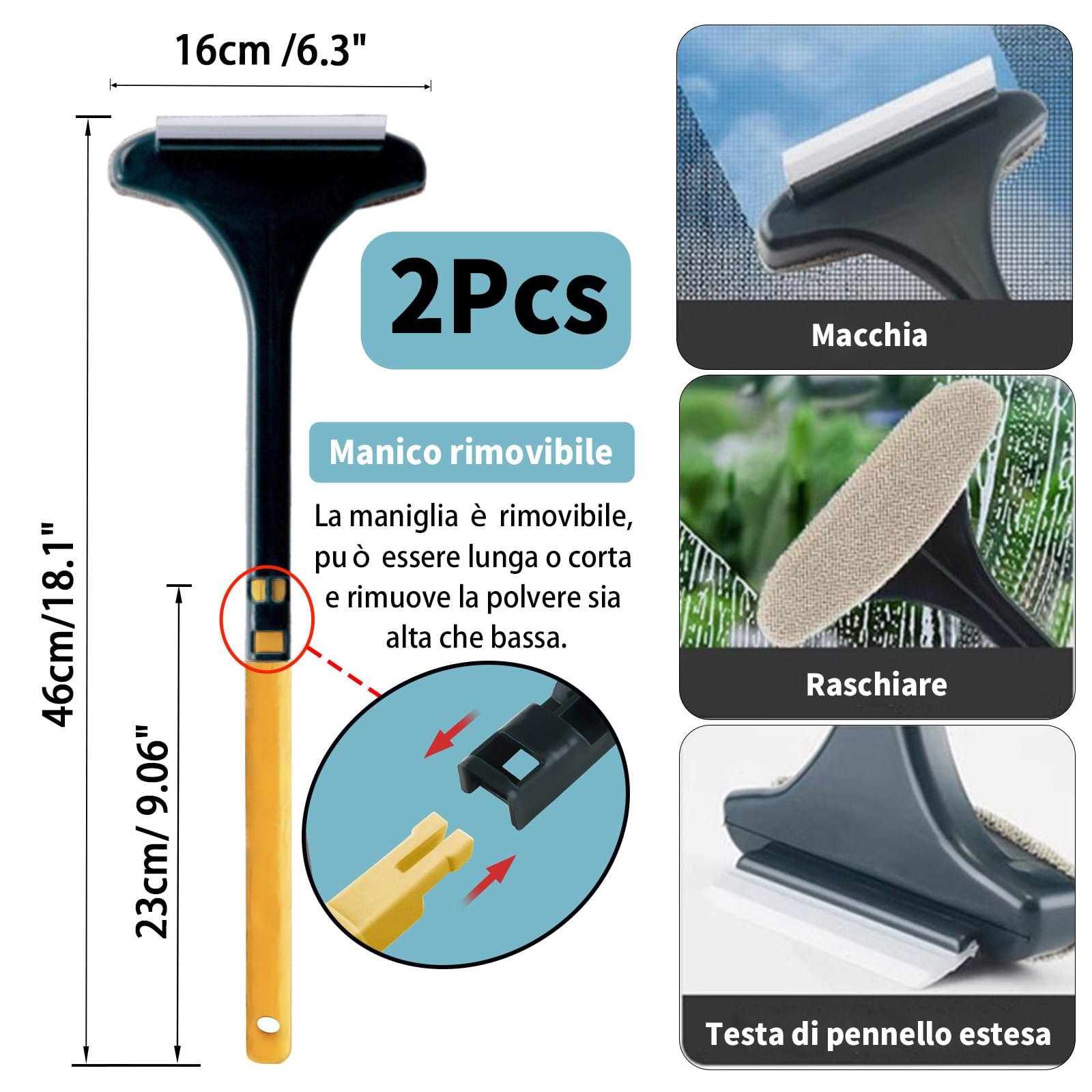 2 Pezzi 2 in 1 Spazzola per La Pulizia in Maglia Dello Schermo per La Pulizia Della Scanalatura Della Finestra Bagnata e Asciutta Doppia Spazzola per La Pulizia di Vetri e Finestre (Arancione)