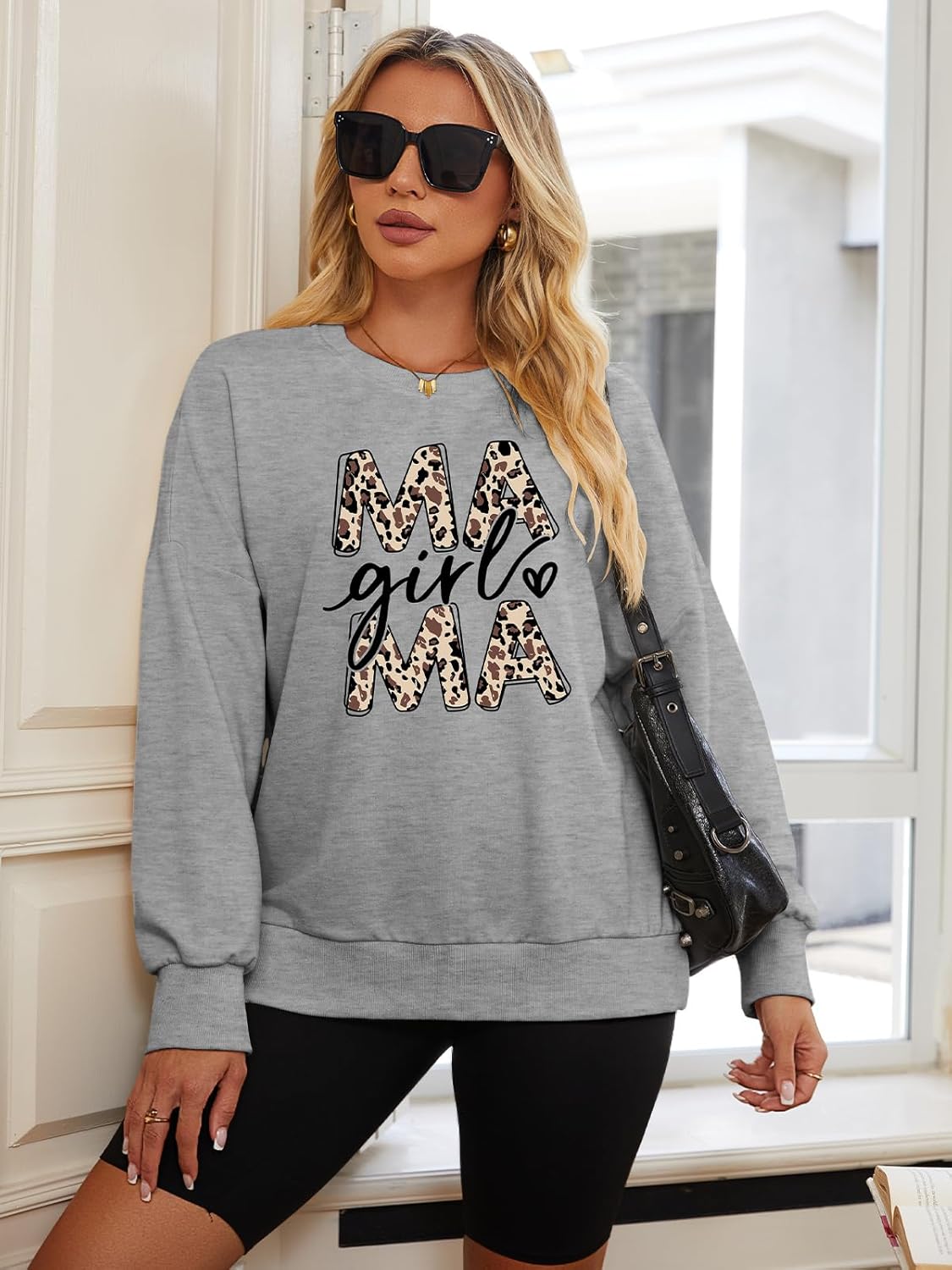 Mama Sweatshirts Oversized Crewneck Long Sleeve Mom Sweatshirt Graphic Casual Loose Fit Pullover - Image 5