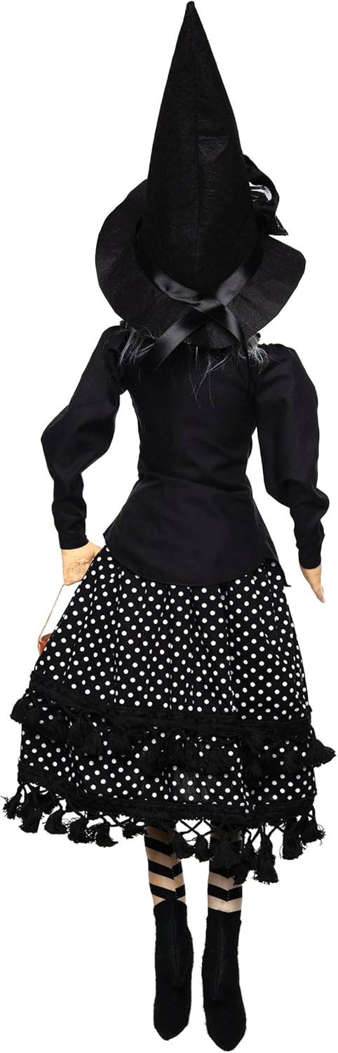GALLERIE II Rowena Witch & Hat Joe Spencer Gathered Traditions Soft Art Doll Fall Autumn Harvest Halloween Spooky Scary Figure Figurine Home Living Room End Table Indoor Decor Decoration Black