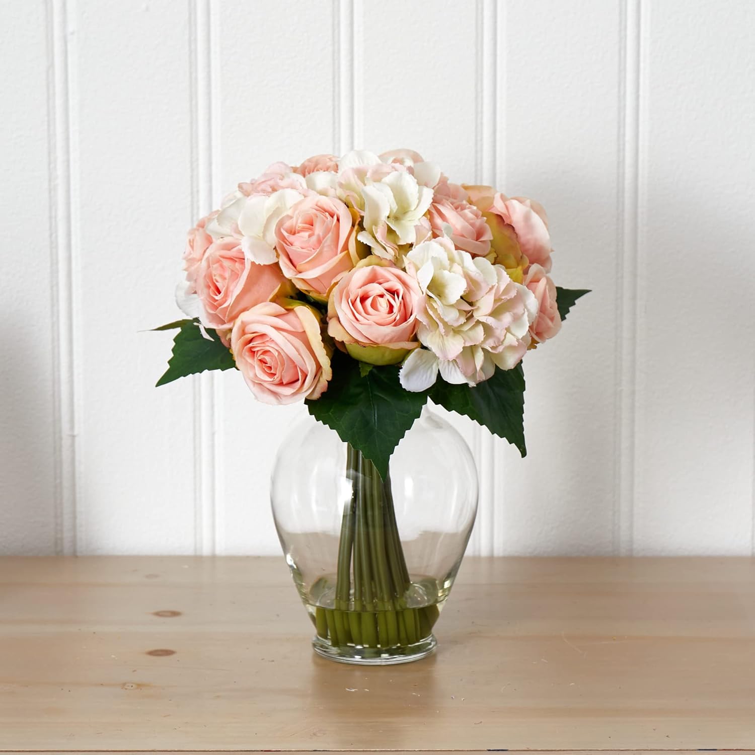 Nearly Natural Rose and Hydrangea Bouquet Artificial Arrangement