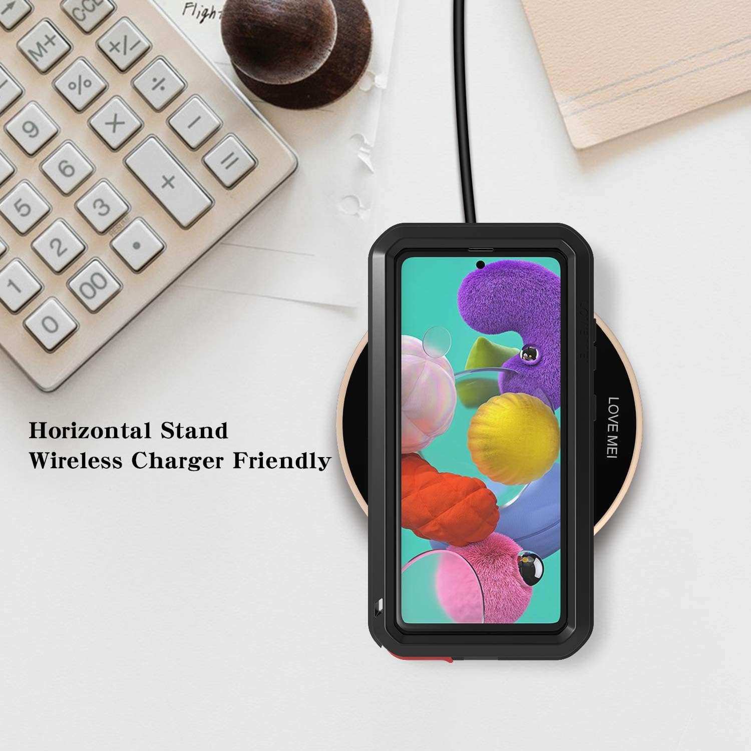 LOVE MEI Galaxy A51 Metal Military Rugged Silicone Case [Built-in Screen Protection Tempered ] Full Body Heavy Duty Hybrid Shockproof Armor Impact Drop Protection Case for Samsung Galaxy A51(Black)…