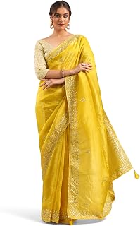 Libas Embroidered Organza Saree With Unstitched Blouse Piece Price In India