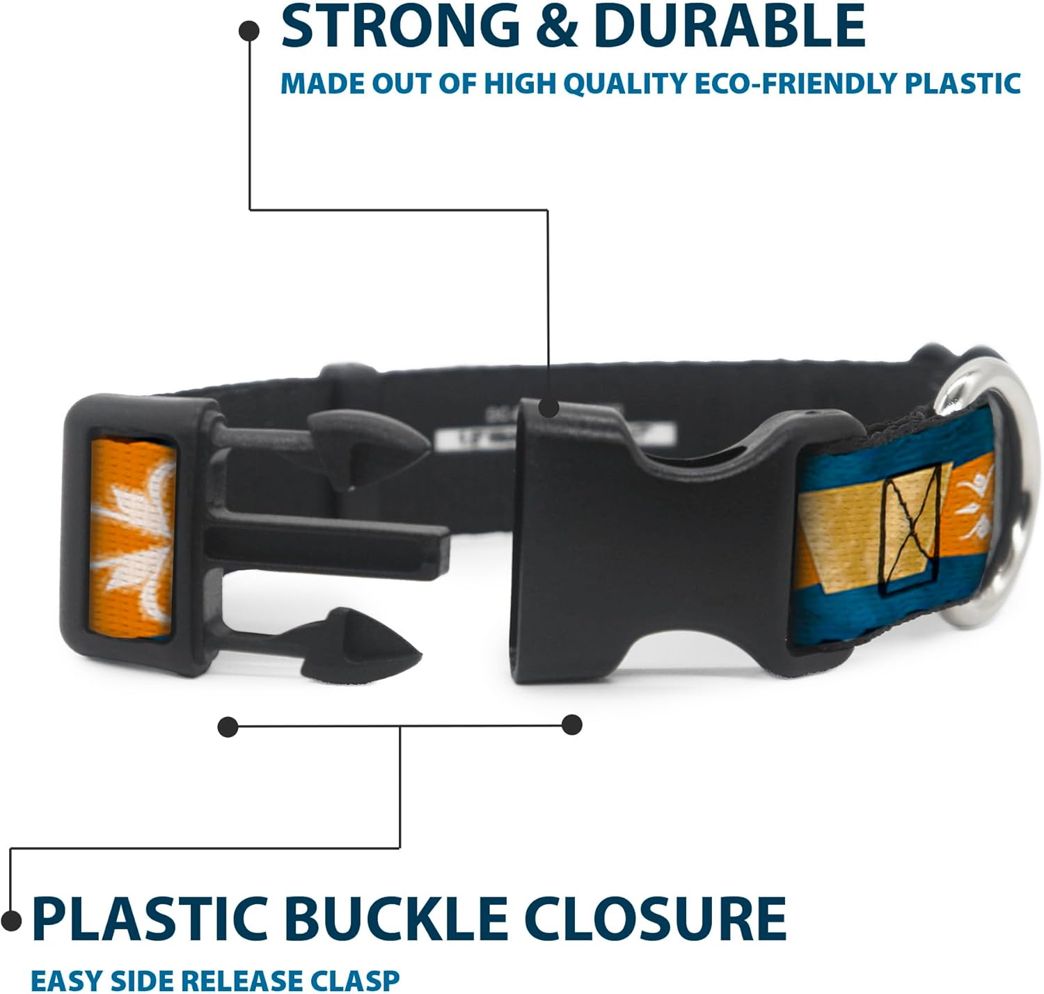 Buckle-Down Star Wars Pet Collar, Dog Collar Plastic Buckle, Clone Wars Ahsoka Tano Bounding Blues Orange, 1.5 Inch Wide - Fits 13-17 Inch Neck - Small