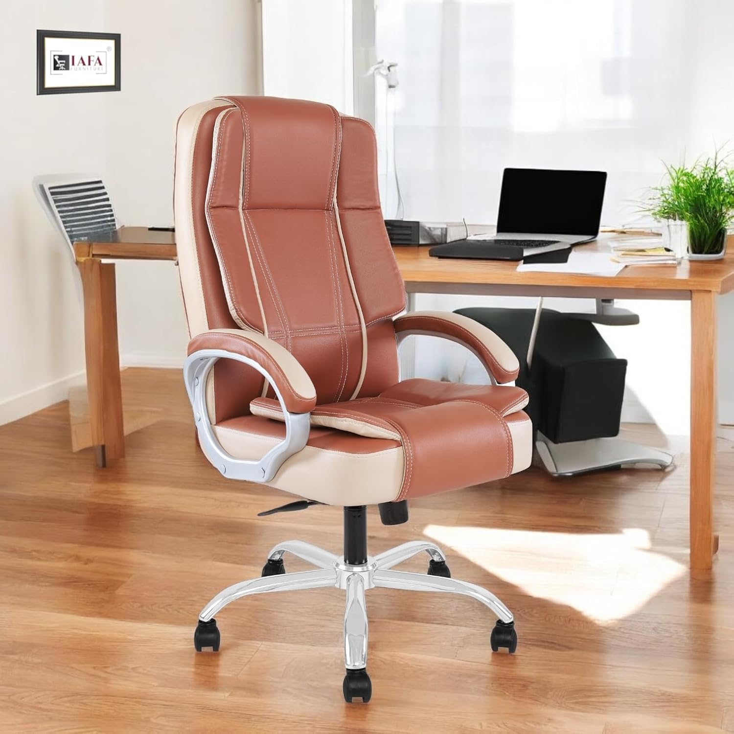 Dune | Leatherette Executive Office Chair | Ultra-Soft Thick Cushion | High Back Boss Chair | Padded Armrests | Heavy Duty Metal Base | 2 Years Warranty (Beige) (DIY) Dune | Leatherette Executive Office Chair | Ultra-Soft Thick Cushion | High Back Boss Chair | Padded Armrests | Heavy Duty Metal Base | 2 Years Warranty (Beige) (DIY)