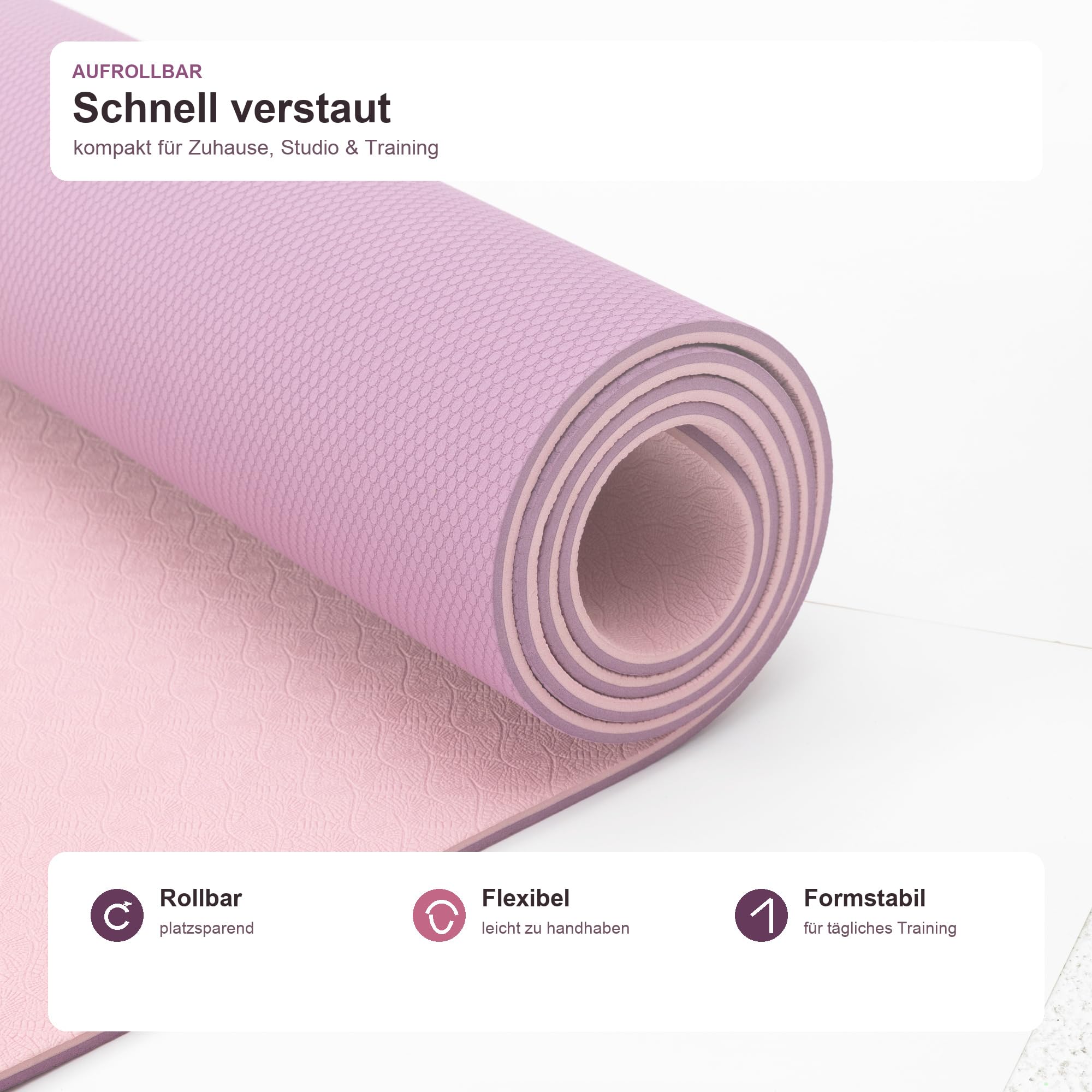 große breite TPE Yoga Mat dicke Rutschfeste 183 * 80 * 0,8 cm für Frauen Männer Übung für zu Hause Ideales Training für Fitnessstudio, Pilates Fitness