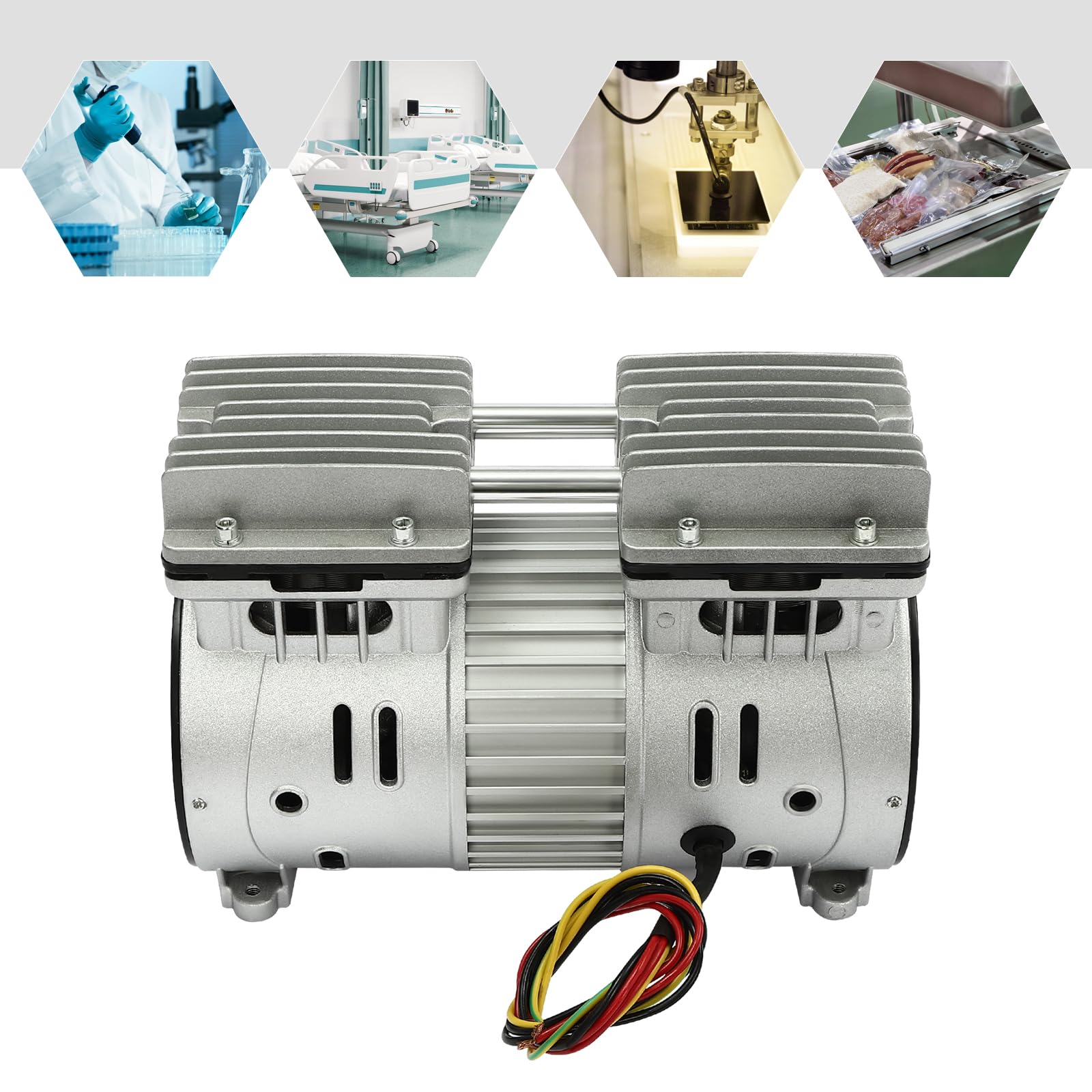 Ölfreie Geräuscharme Luftpumpe,Vakuumpumpe,Industrie Labor Vakuum Pumpe, Luftkompressorkopf, kleiner Luftpumpenkopfmotor,1400rpm,800W,Geräuscharm (550, Watt)