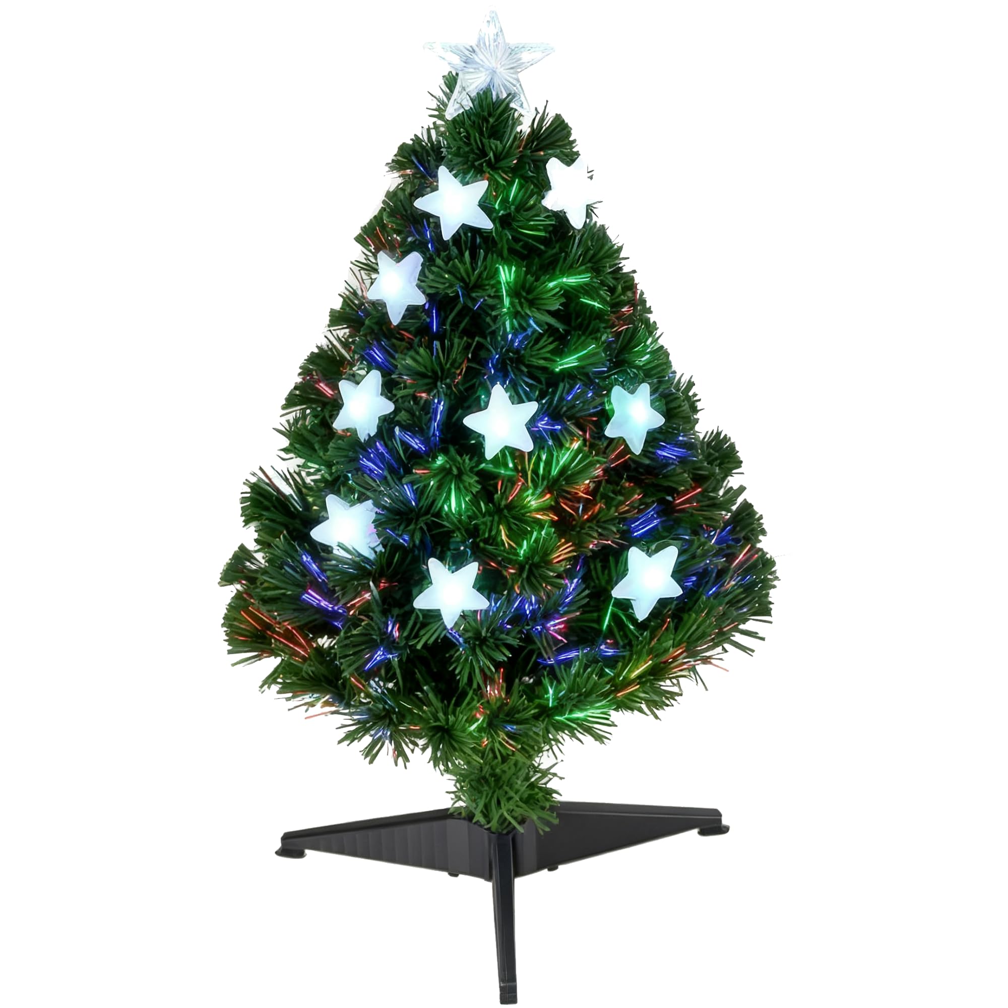 Albero Di Natale Artificiale A Fibra Ottica - 240 Cm, Sottile, Luci Multicolor, Base Inclusa, IP44 - 4