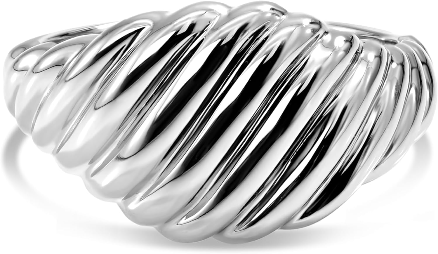 DEVATA Gold or Rhodium Plated Sterling Silver 925 – Eternity, Band Ring for Women – Heart, Knot, Clover, Infinity, Mariner, Cable, Curb, Cuban, Figaro, Daisy, Rope, Ribbed, Dome