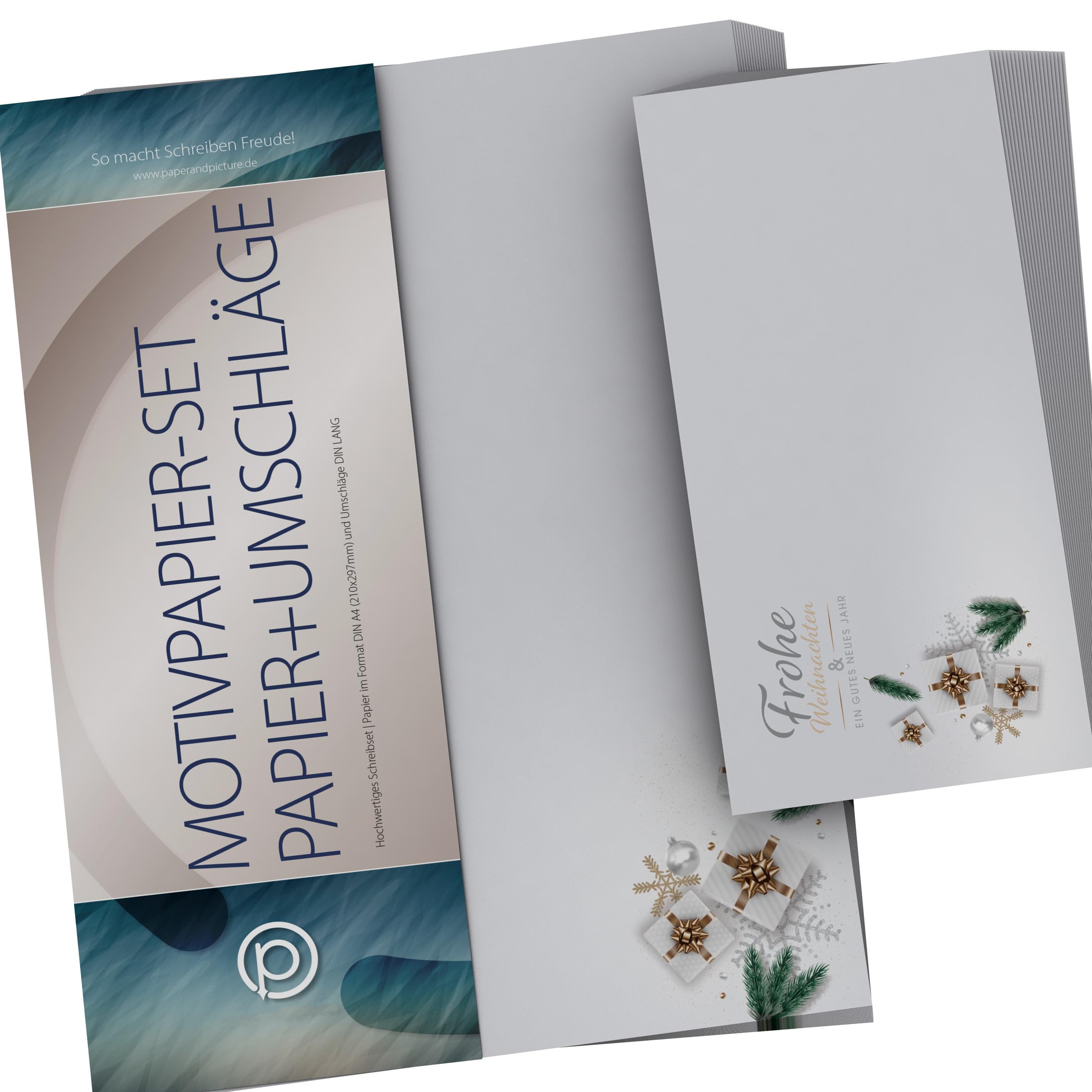 Weihnachtsbriefpapier | Edle Weihnachtsgeschenke | Briefpapier | Kuverts | Weihnachtspapier | edel | modern (100 Blatt + 100 Kuv.)