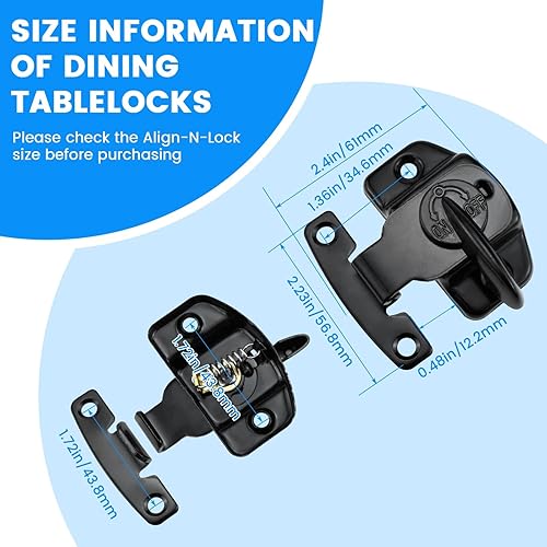 Miniatura 2 de SDTC Tech Paquete de 2 cerraduras de mesa de comedor, resistentes, cierres de metal para mesa de entrenamiento, conectores de hebillas de hojas de