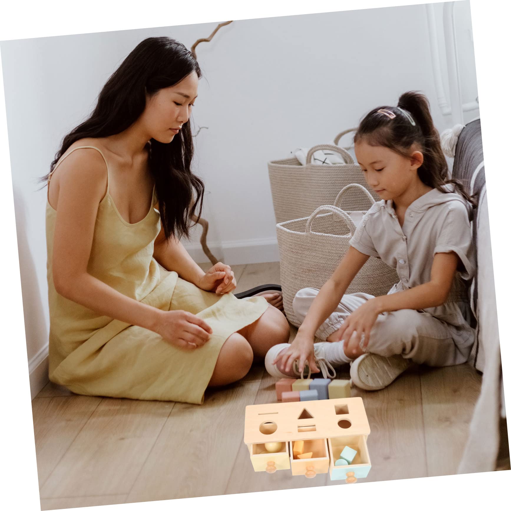 SOIMISS Caja Montessori de Madera para Bebés Juguete Educativo de Permanencia de Objetos Entrenamiento de Motricidad Fina y Coordinación Ojo-Mano Didáctico para Desarrollo Temprano