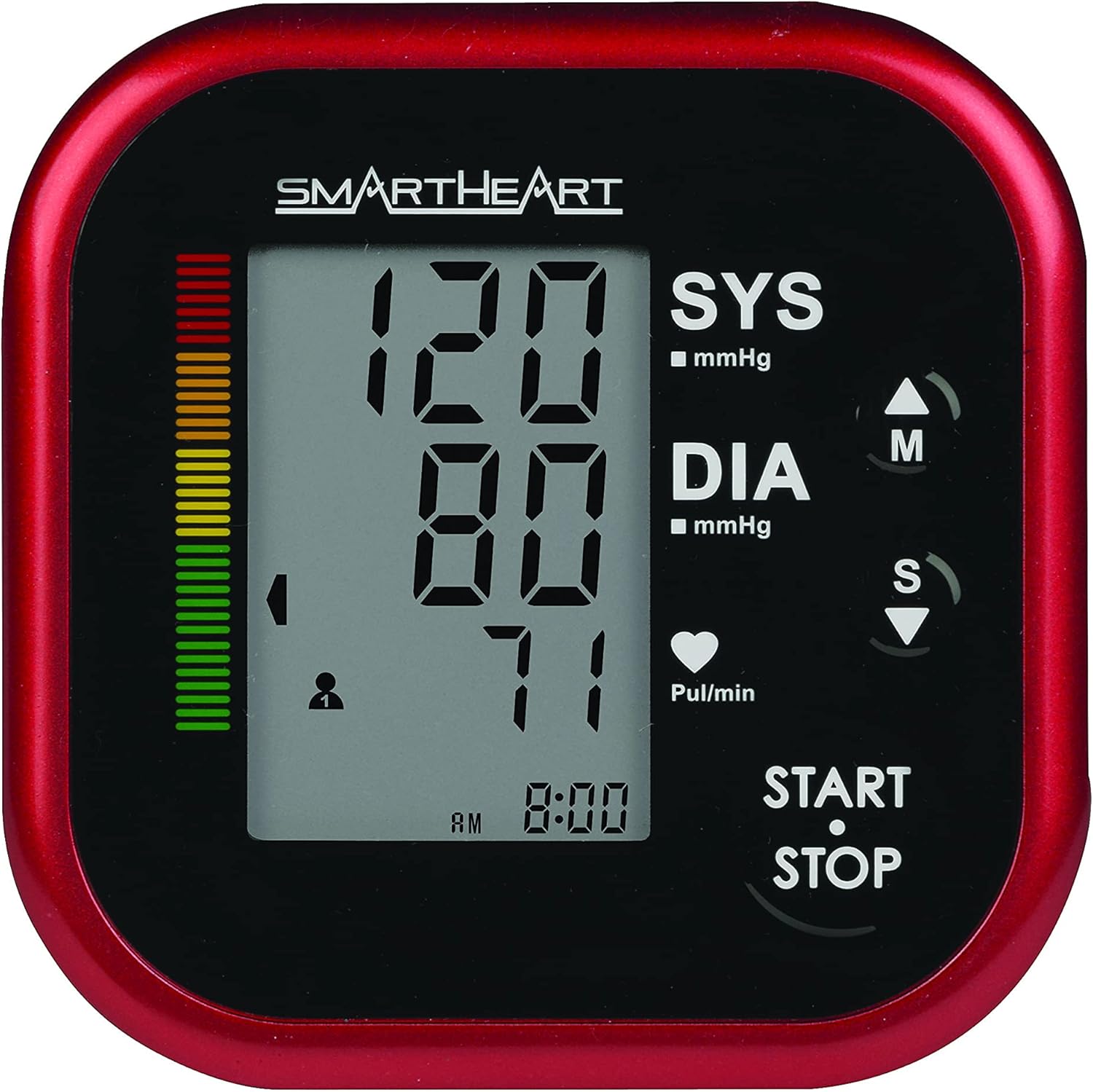 Veridian Healthcare Smartheart Automatic Digital Blood Pressure Arm Monitor, 1 Count (Pack of 1), (01-553) Red