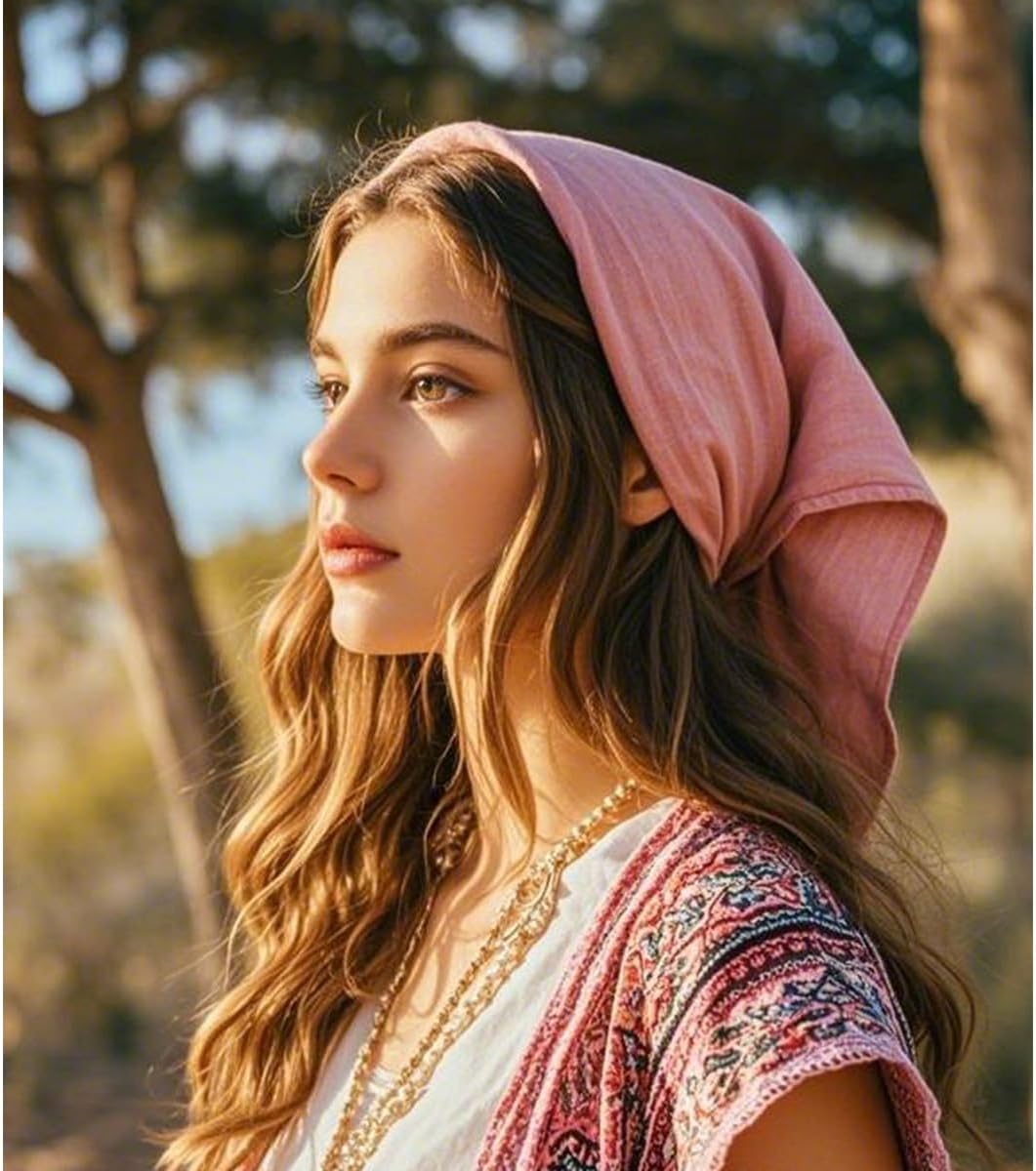 Premium Double Layer Cotton Bandana Head Hair Neck Scarf Scarves, Headband, Head Wrap for Women 28 x 28 inch - Image 2