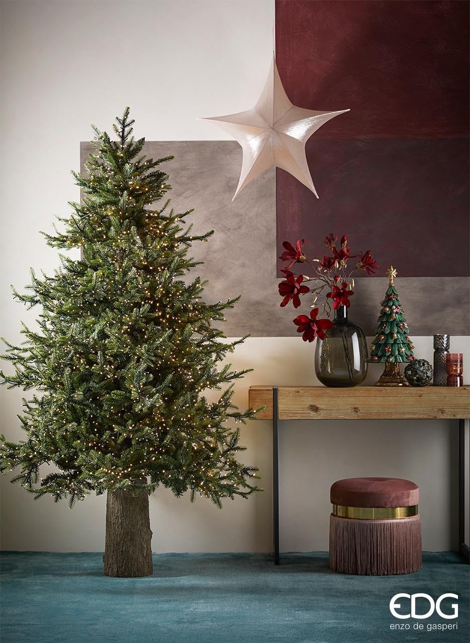 EDG Árbol de Navidad musical de resina con adornos y luces LED
