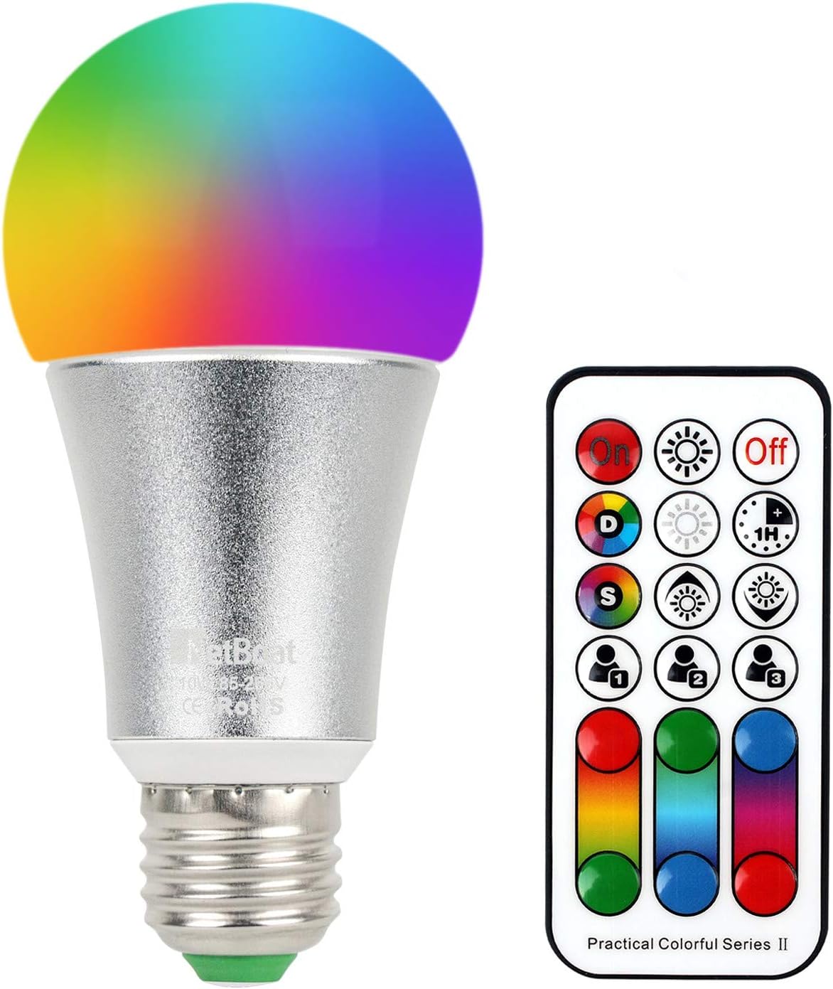 NetBoat E27 Led Colour Bulb,Edison Screw Colour Changing Light Bulb 10W - 120 Colours Linear Dimming - Timing and Dual Memory - RGB + Daylight White - One-Key Start The Favorite Colour