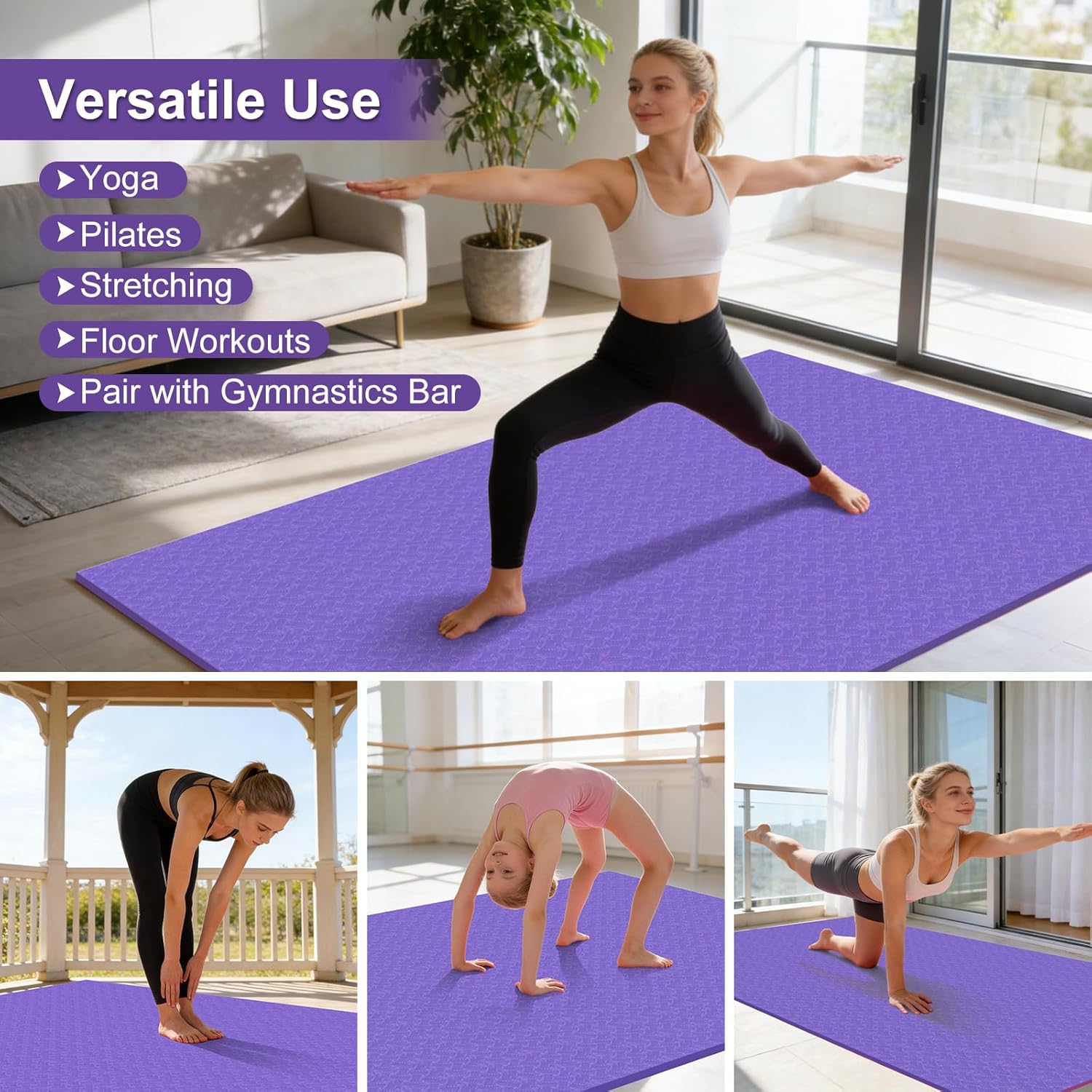 RINREA Large Gymnastics Mat for Gymnastics Bar, 6'x4' Extra Thick Exercise Mat for Home Gym Workout