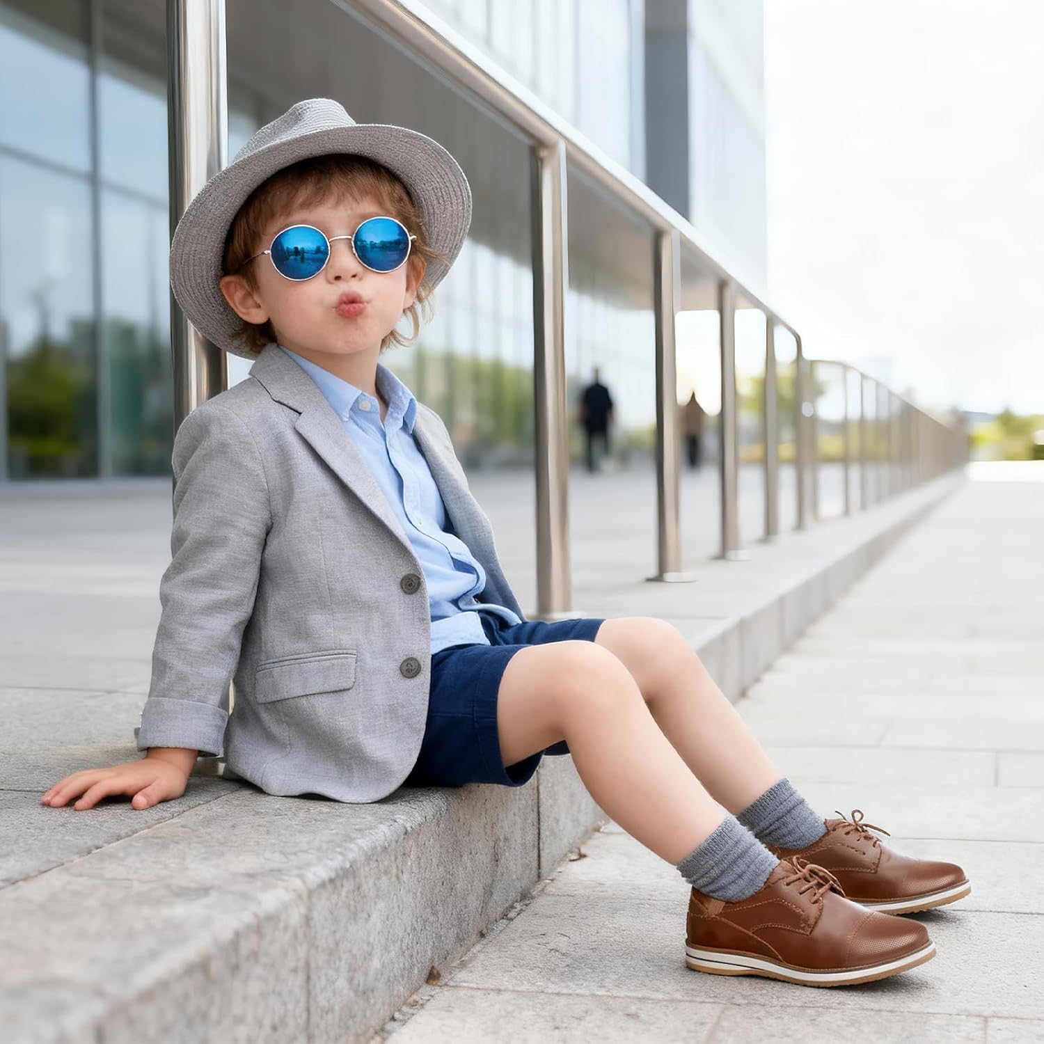 Marcport Boys Casual Dress Shoes — Oxfords for Toddler & Kids，PU Leather with TPR Sole