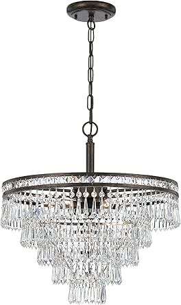 Mercer 7 Light Hand Cut Crystal English Bronze Chandelier
