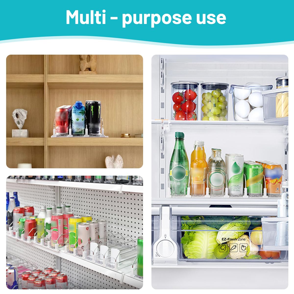 Organizador nevera 31cm – Dispensador automático para frigorifico, organizador de 12 unidades (3 filas), accesorio esencial para nevera, solución práctica de almacenamiento.