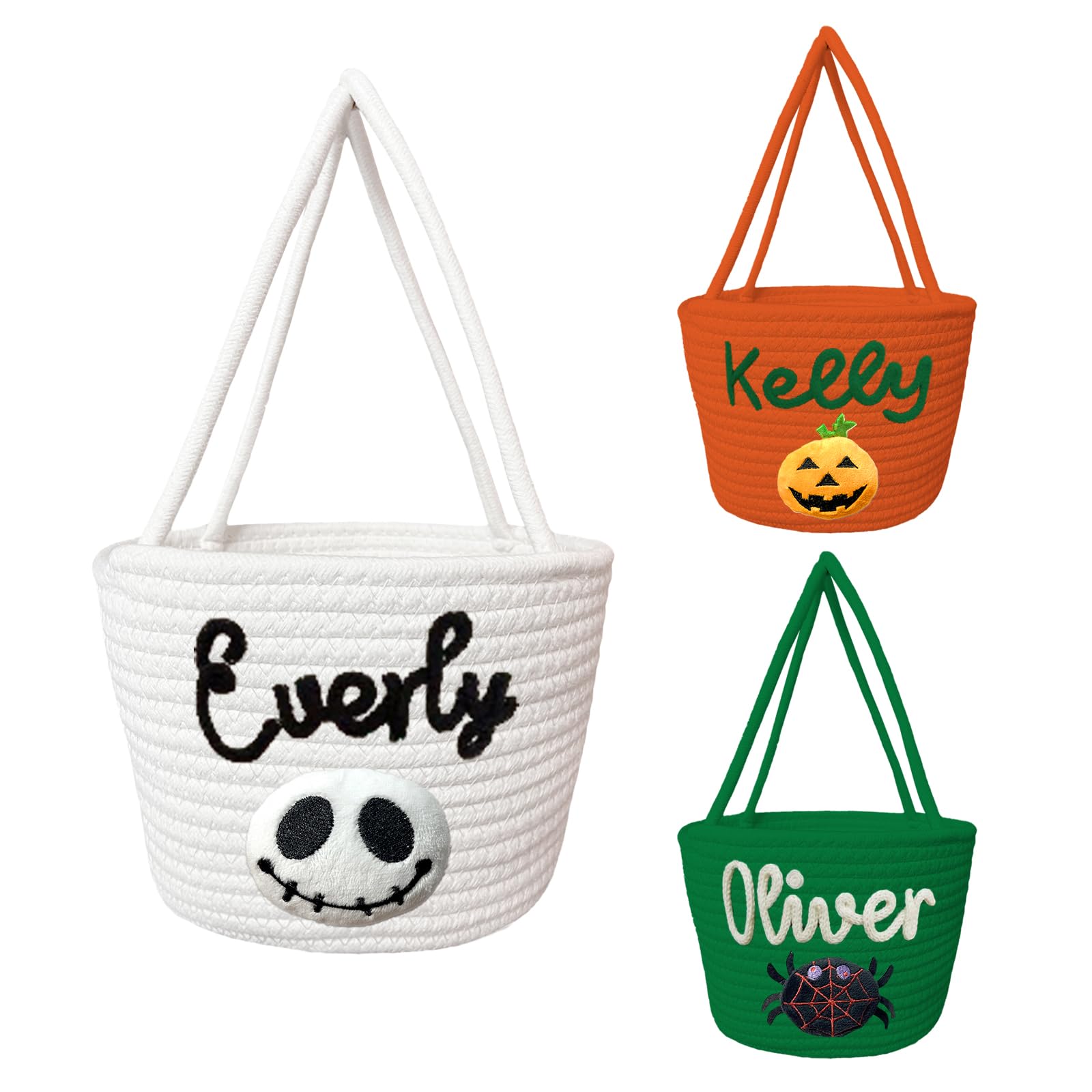 HUTARIO Custom Halloween Basket for Kids, Pumpkin Basket with Handle, Trick or Treat Bucket, Orange Halloween Decorations, Pumpkin Candy Bucket Halloween Party Favors