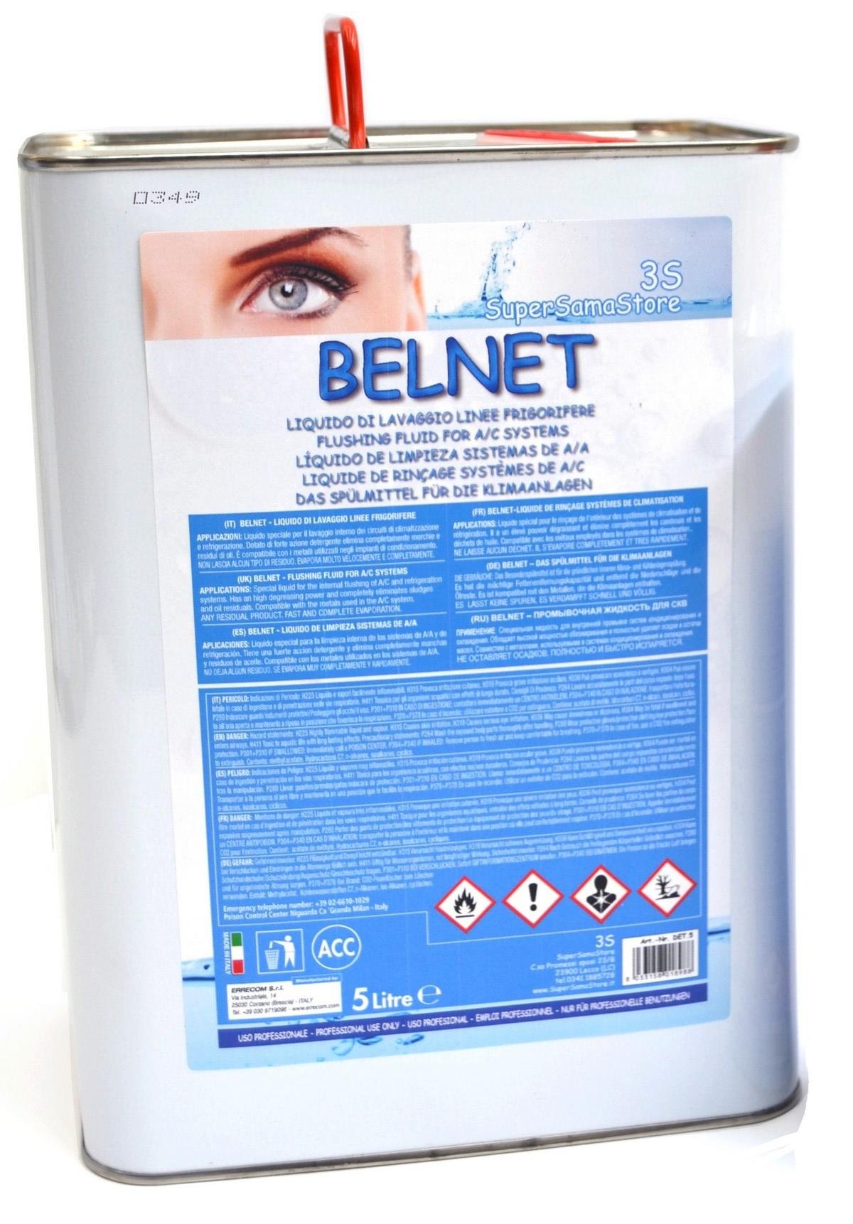 3S SuperSamaStore Belnet Liquide pour le Nettoyage et Dégraissage des Circuits de Climatisation et Réfrigération, Bidon 5L