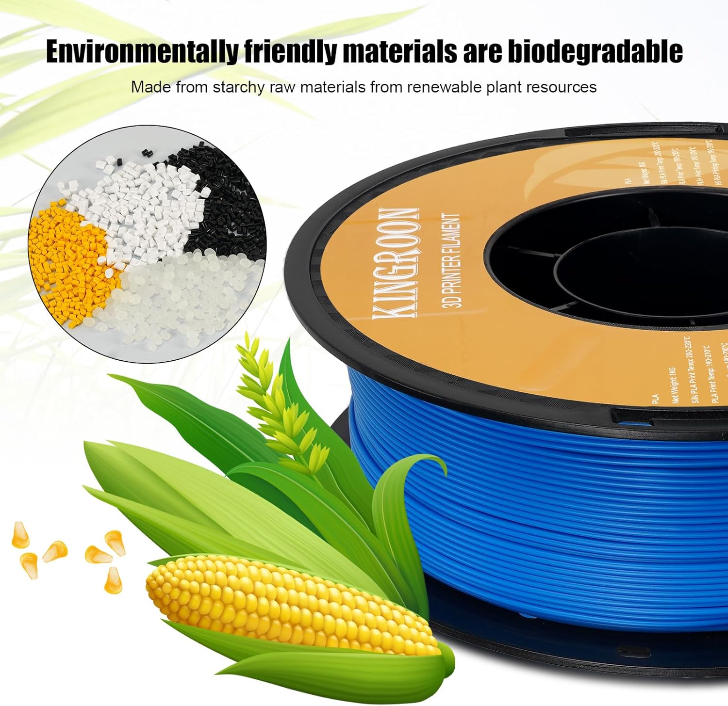 Kingroon High Speed PLA Bundle Printer Filament 1.75mm, Rapid Printer Filament 30-600mm/s Hyper Printing Filament, Dimensional Accuracy +/- 0.03 mm, 4 kg Plastic Spool (8.8lbs(Black&White&Red&Blue) - Image 8