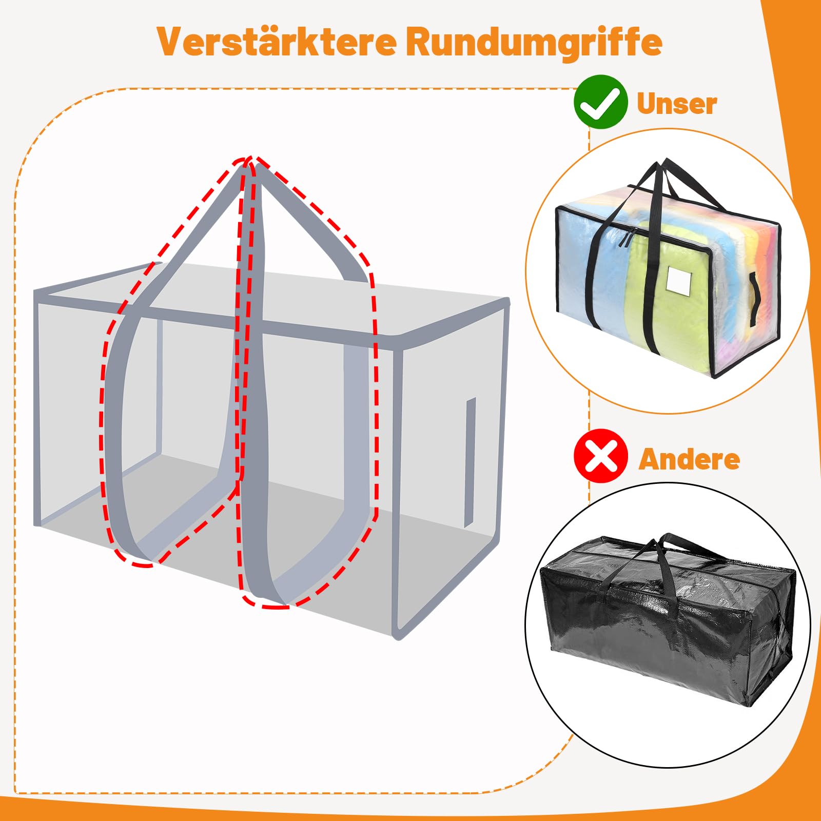 Dntorx 6 Pack 105L Clear Moving Bags Clothes Storage Bags Heavy Duty Moving Totes Packing Bags with Zips for Moving Clothes Bedding Duvet Toys Storage Gray - Image 4