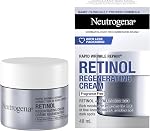 Crème pour le visage anti-âge au rétinol Neutrogena avec acide hyaluronique, hydratant régénérant pour réparation rapide des rides, sans parfum, sans parabènes, sans huile, 48mL
