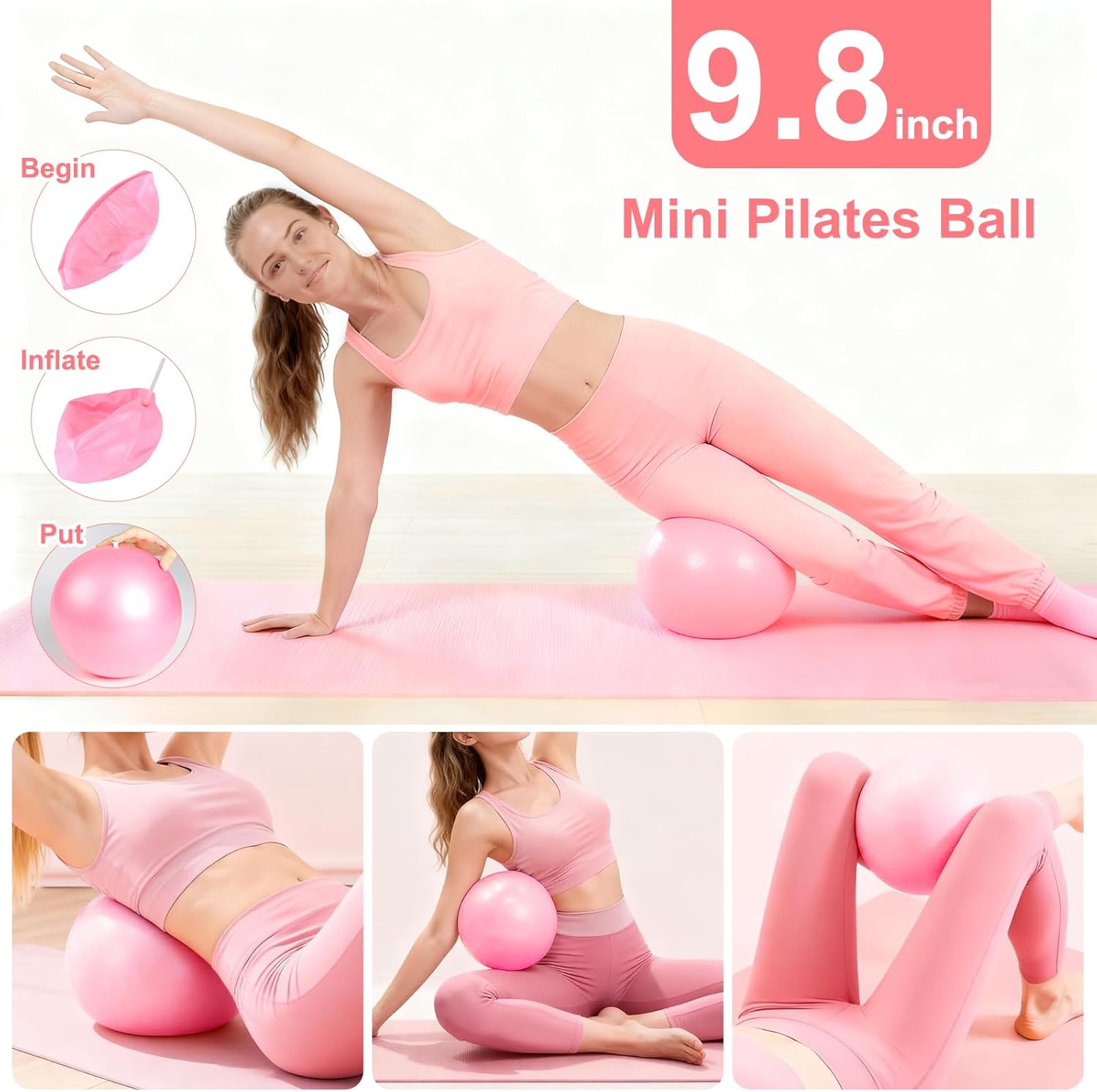 Pilates Equipment Set for Women, Pilates Ring and Ball Set, at Home Pilates Workout Equipment with 15" Magic Circle Ring and Resistance Bands, A Must-Have for Beginners and Seasoned Yogis - Image 2