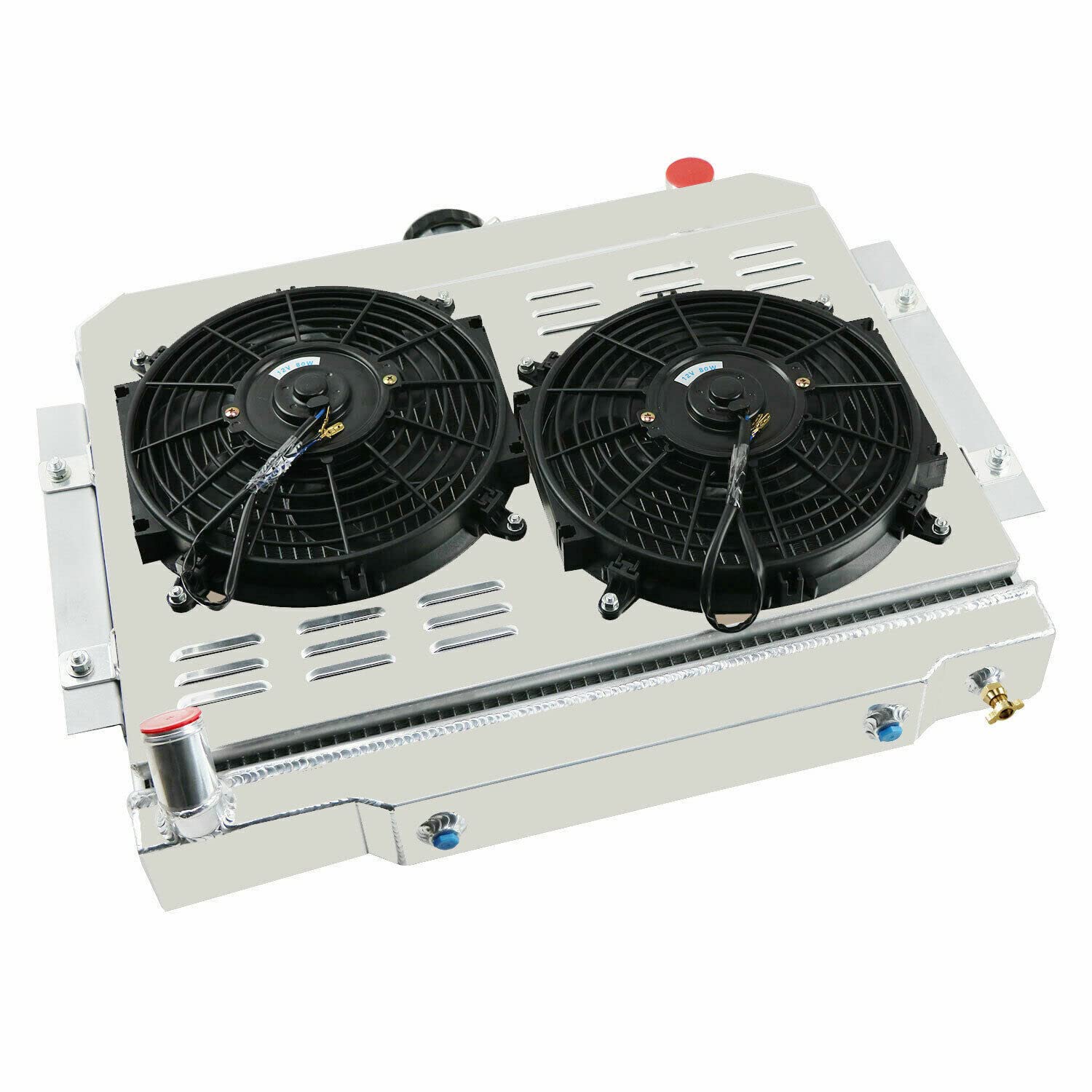 4 Row Core Aluminum Radiator Shroud Fan Relay for 1972-1986 Jeep Scrambler CJ5 CJ6 CJ7 3.8L 4.2L 5.0L, 1973 1974 1975 Jeep CJ6 Series All Models