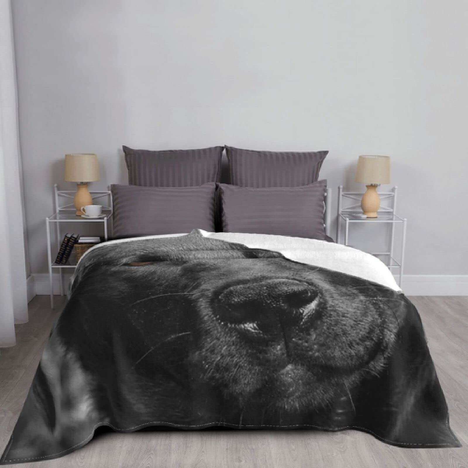 Couverture De Chien Labrador Noir Couvre-Lit Lit À Carreaux Canapé Plaid Couverture Couvertures Et Couches,150*220Cm