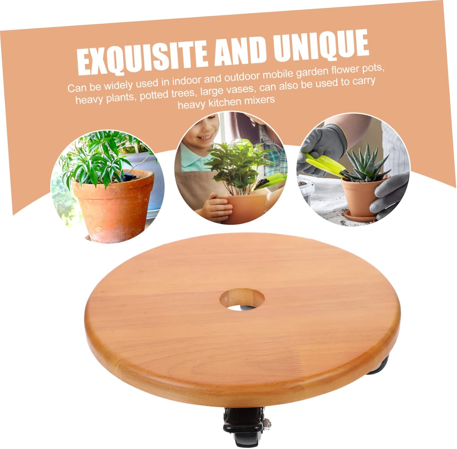 POPETPOP Indoor Plant Stand Wheels Heavy Duty Rolling Plant Cart for Outdoor Garden Movable Flower Pot Trolley