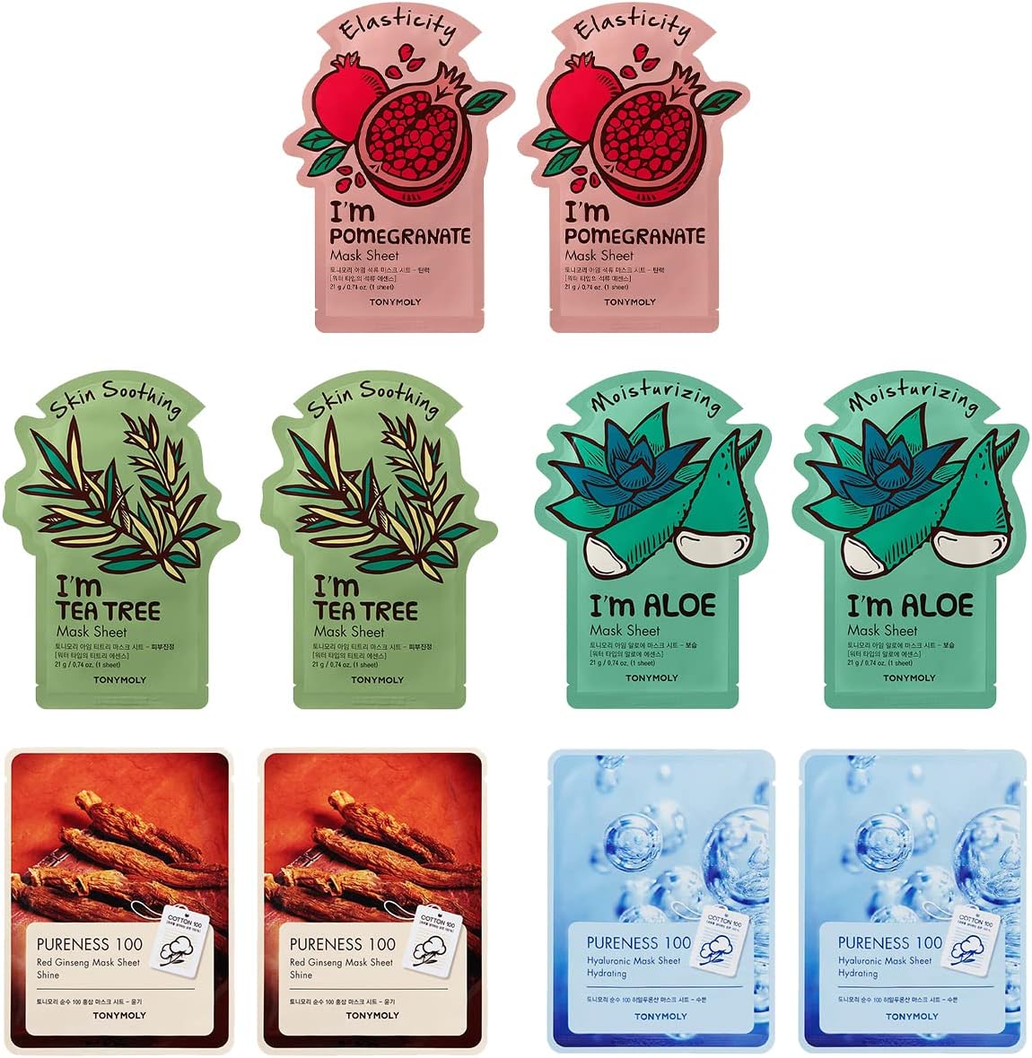 Tonymoly BFF Face Sheet Mask| Pack of 10|Sheet Face Mask for Glowing Skin|Facial Mask With Essence| Soothes Skin Irritation, Refines Pores & Skin Radiance|Sheet Mask Combo