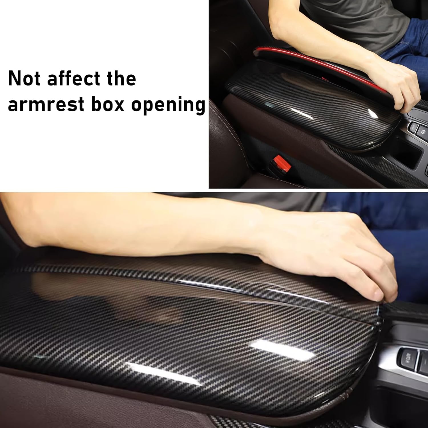 TTCR-II Compatible with BMW X5 Console Cover X6, for 2014-2018 X5 Center Armrest Box Cover, 2 PCs Carbon Fiber Console Covers for X5 F15 2014-2018 and X6 F16 2015-2019 (Snap-on, Not Real Carbon Fiber)